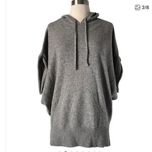 Vince Cashmere Charcoal Hooded Poncho Sweater